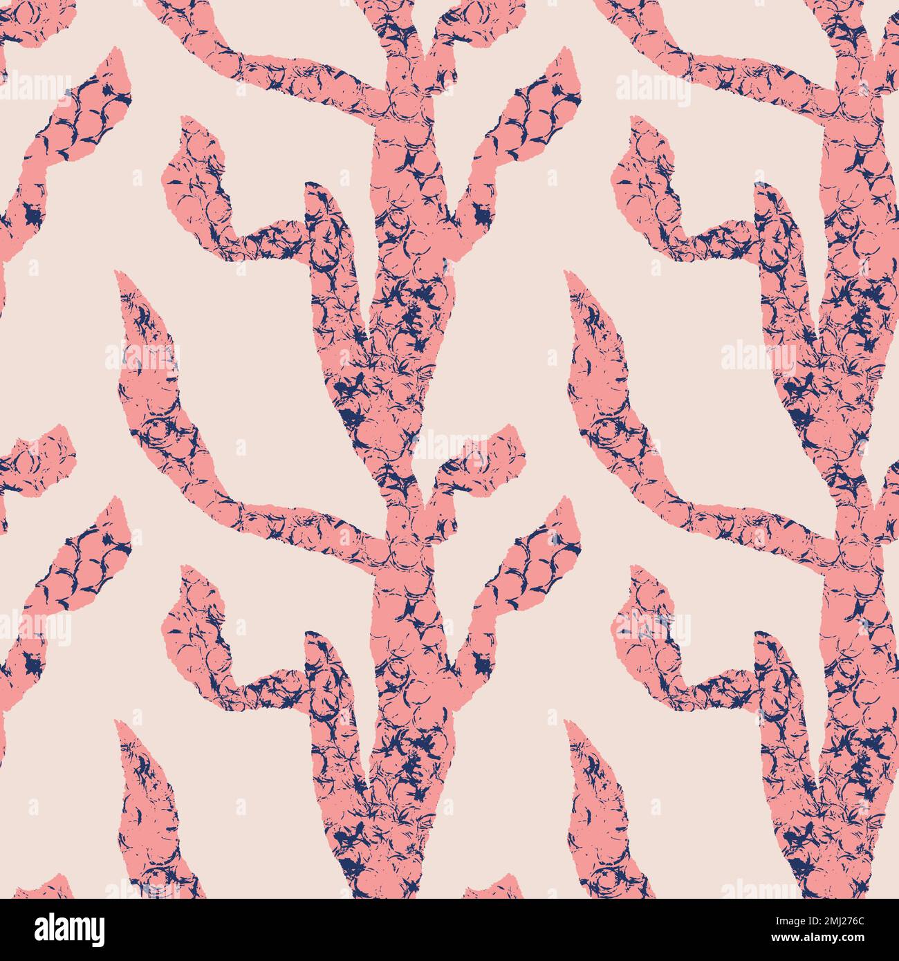 Hand-drawn vector abstract coral seamless pattern for backgrounds, textures and packaging. Stock Vector