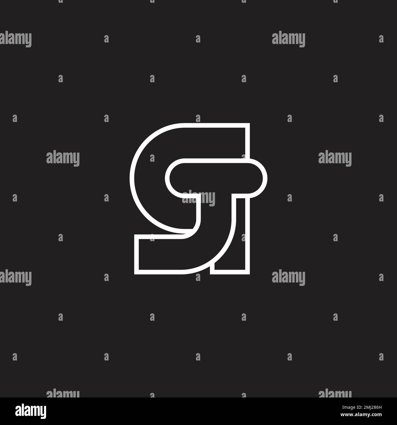 letter tq simple geometric outline logo vector Stock Vector