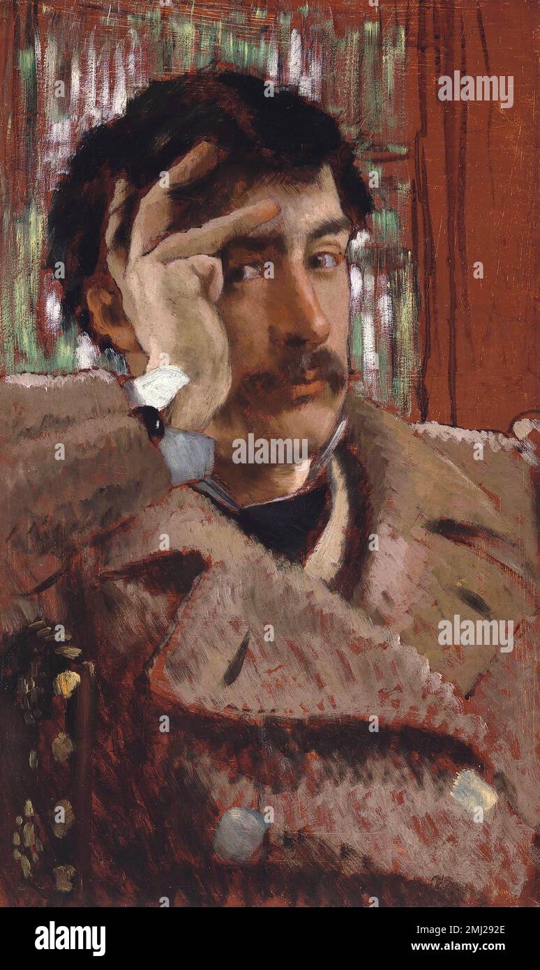 James Tissot. Self Portrait by the French artist, Jacques Joseph Tissot (1836 -1902), oil on panel, c. 1865 Stock Photo