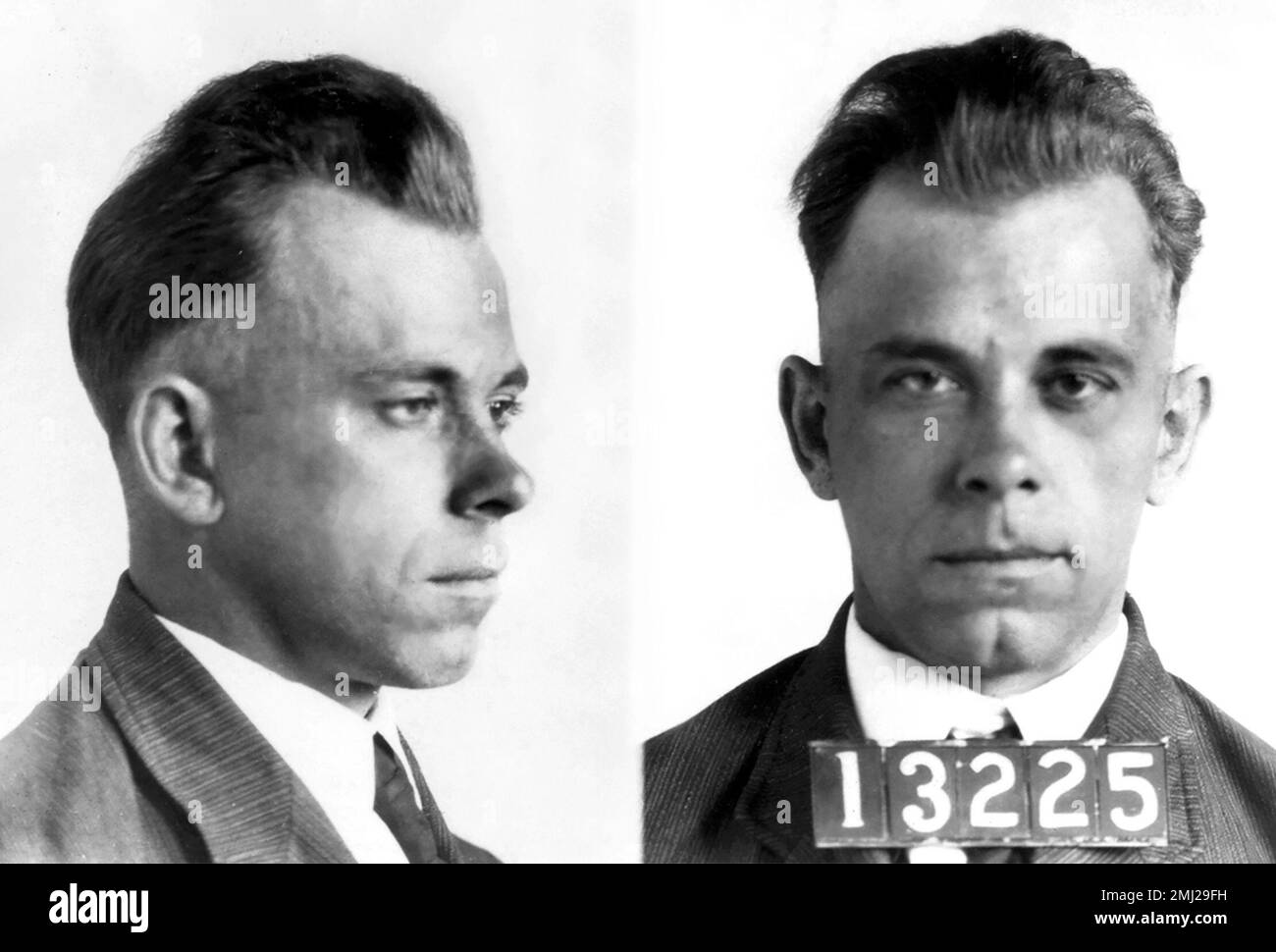 John Dillinger. Indiana State Prison mug shot of the American gangster, John Herbert Dillinger (1903-1934), 1931 Stock Photo