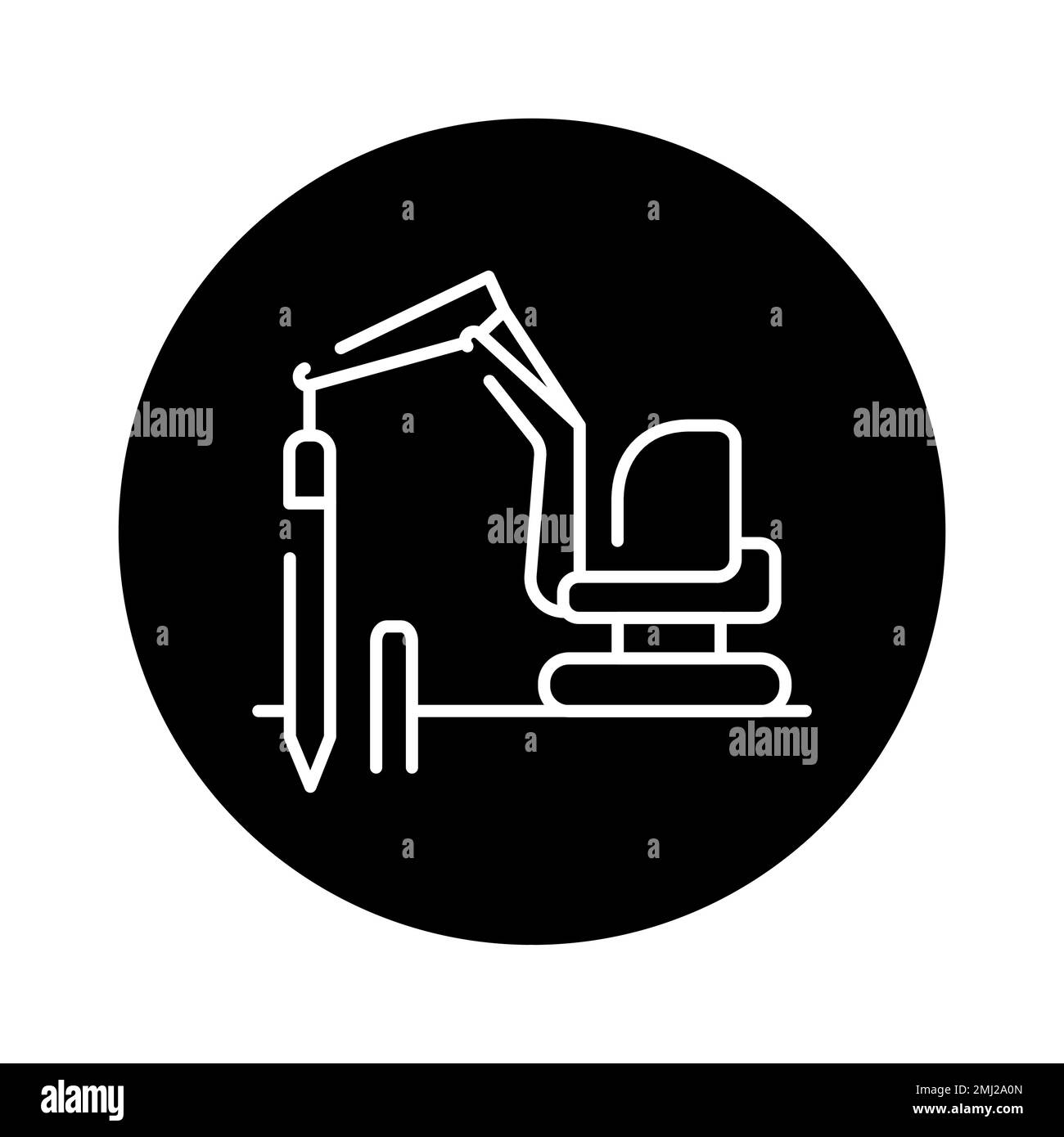 Foundation erection in the house black line icon. Building construction ...