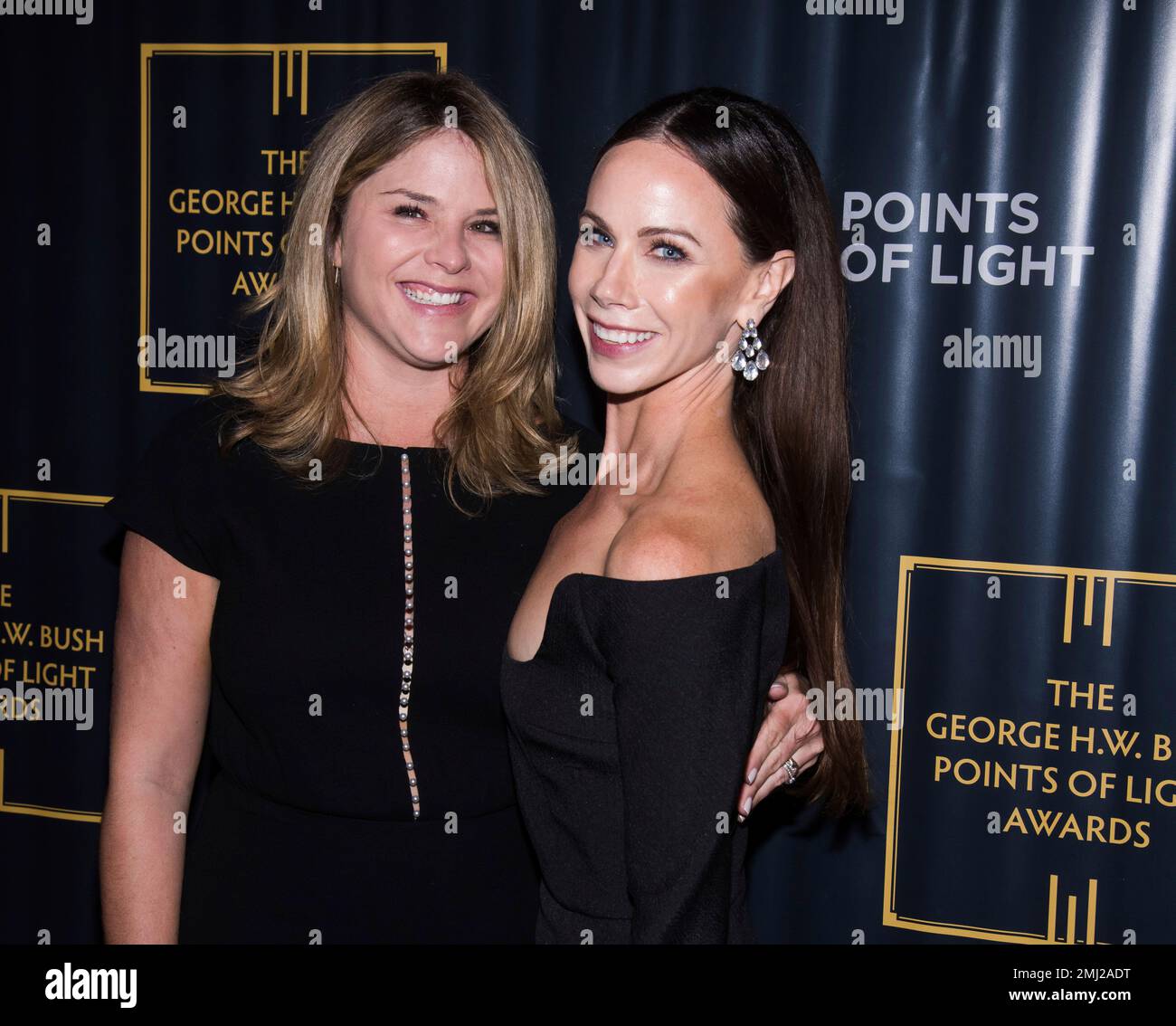 Jenna Bush Hager. left, and Barbara Pierce Bush attend the George H.W