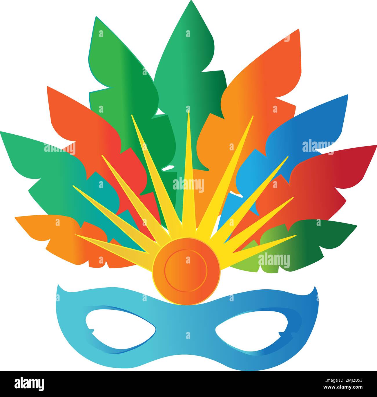 A multicolored carnival mask on a white background with copy space Stock Vector