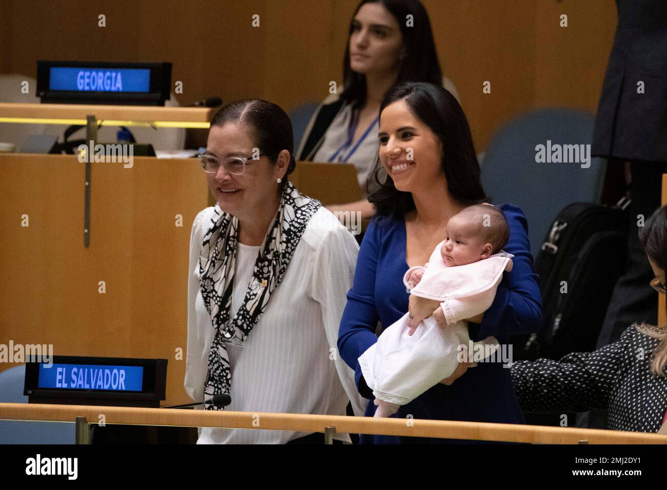 El Salvador's First Lady Gabriela Rodriguez de Bukele, with her