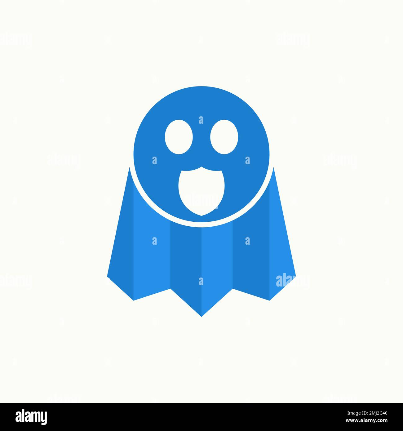 Simple and unique funny ghost with guard or shield sign image graphic icon logo design abstract concept vector stock computer or hacker Stock Vector