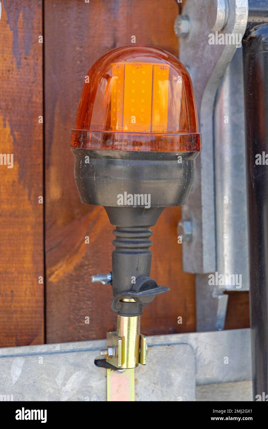Flashing Amber Led Light Dome at Truck Trailer Warning Stock Photo Alamy
