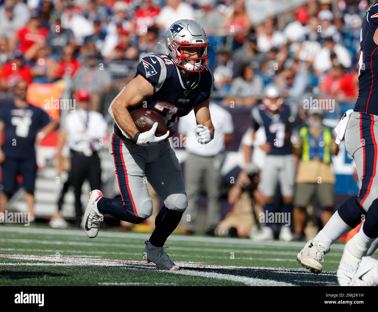 New England Patriots running back Rex Burkhead warms up before an NFL  football game against the Denver Broncos, Sunday, Oct. 18, 2020, in  Foxborough, Mass. (AP Photo/Charles Krupa Stock Photo - Alamy