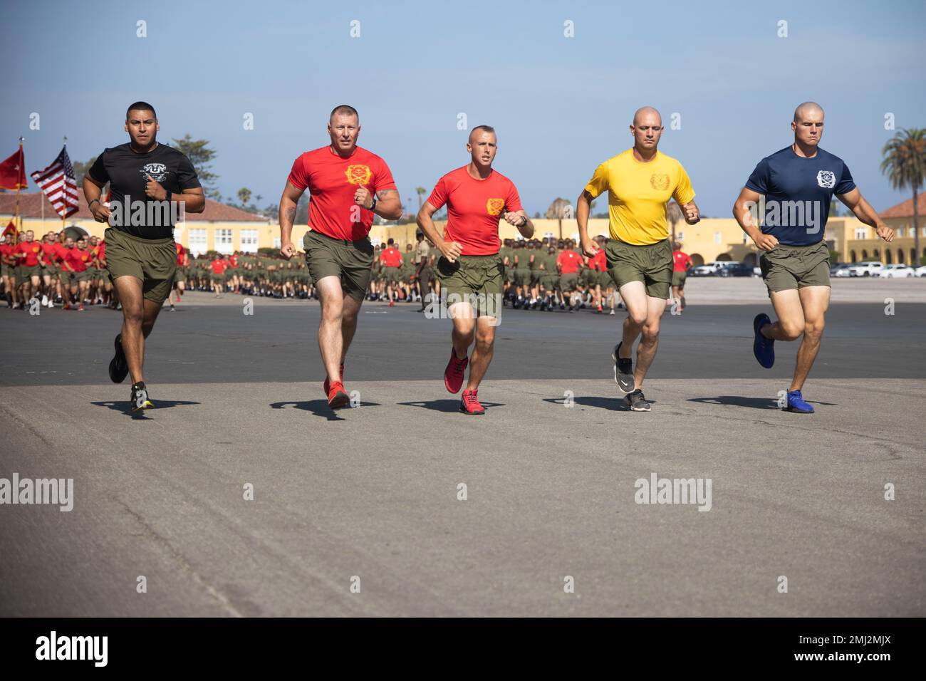 The Marine Corps Recruit Depot (MCRD) San Diego Drill Masters run in
