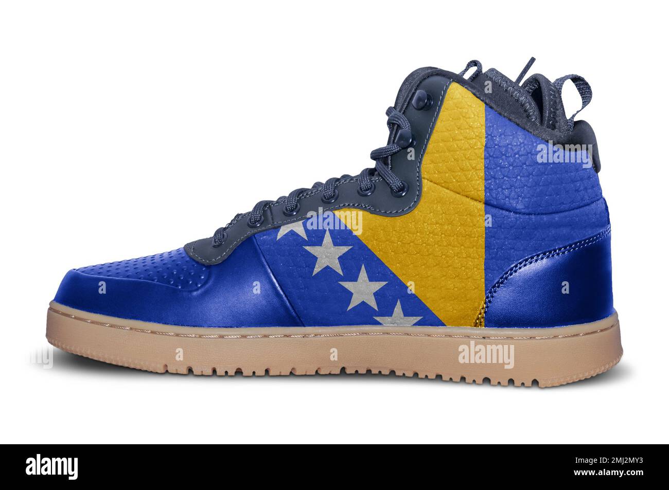 Fashion rubber snickers with flag of Bosnia and Herzegovina isolated on white background Stock Photo