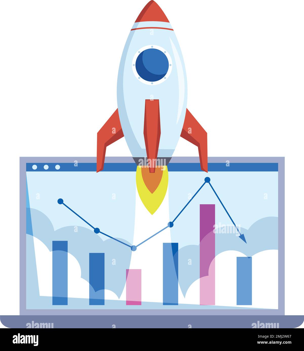 laptop with rocket start up icon Stock Vector Image & Art - Alamy
