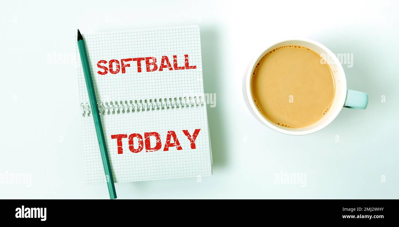 Handwriting text Softball, Concept meaning a sport similar to baseball  played with a ball and bat Stock Photo - Alamy