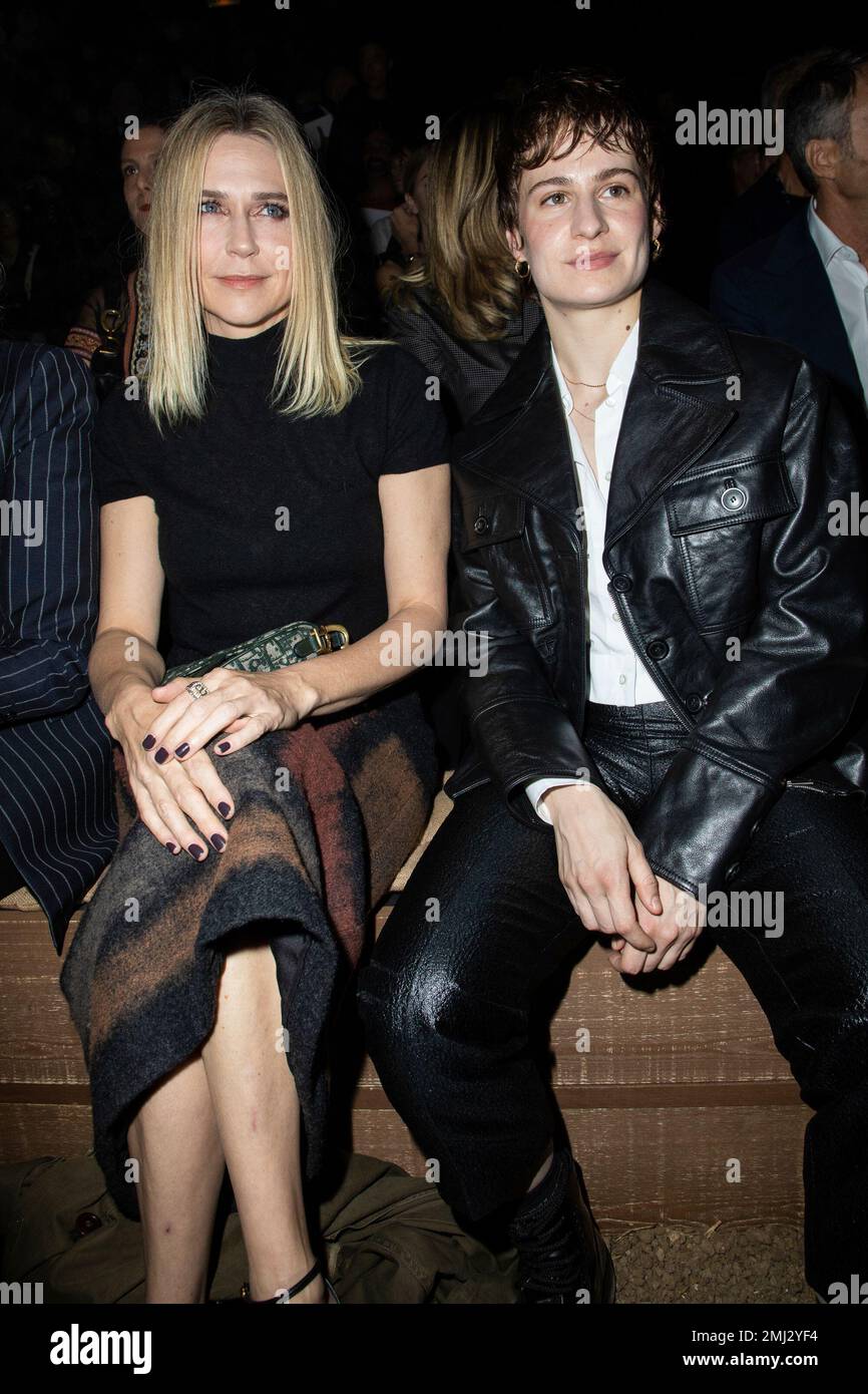 Marie-Josee Croze and Heloise Letissier of Christine and the Queens pose  for photographers ahead of the Dior Ready To wear Spring-Summer 2020  collection, unveiled during the fashion week, in Paris, Monday, Sept.