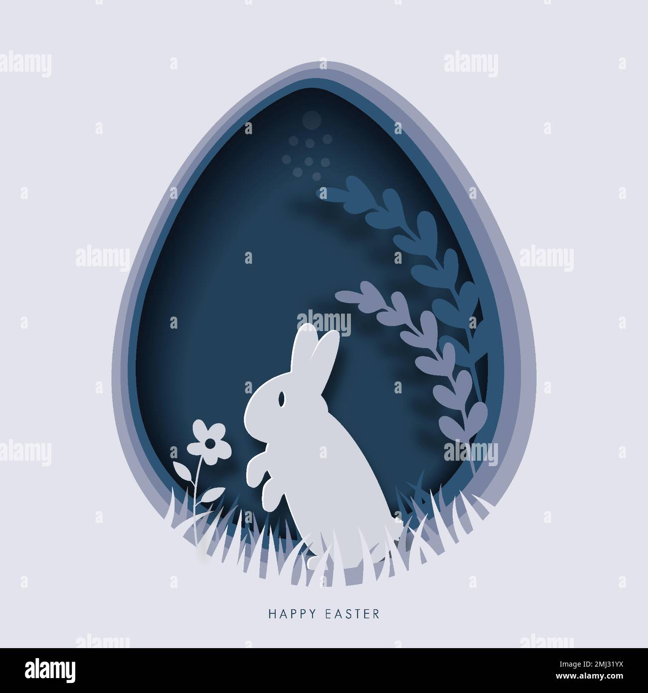 Happy easter greeting card template. paper cut illustration of easter ...