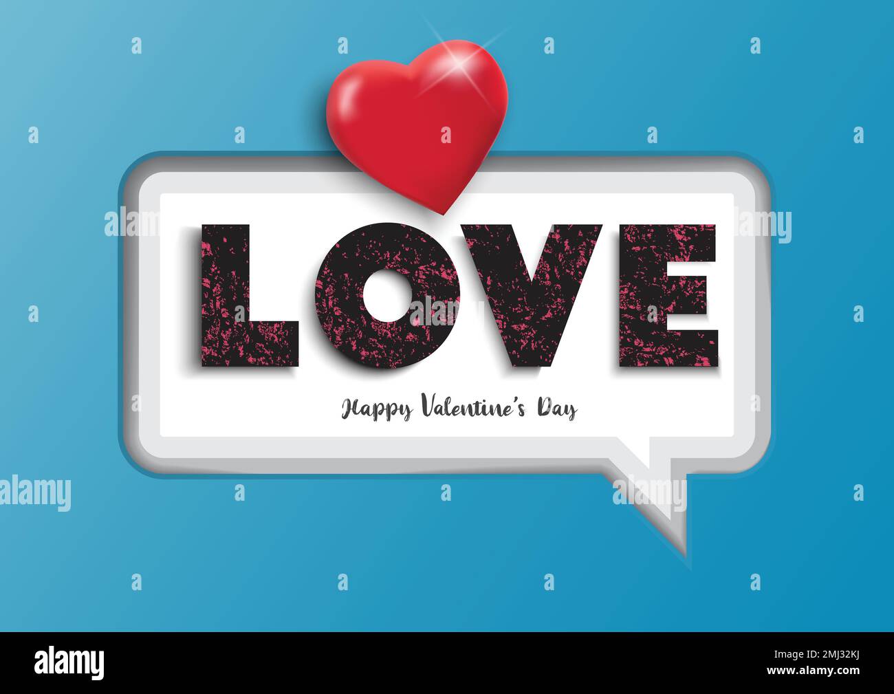 White paper speech bubble with text love and red hearts. Valentine's day background. Vector illustrator. Stock Vector