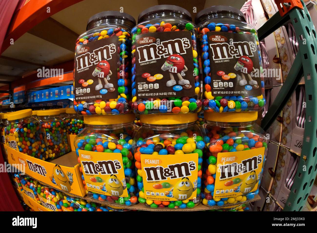 This is a display of M&M's on display in a Costco Warehouse in