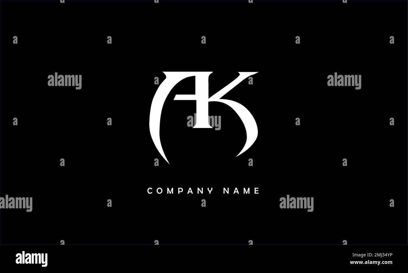 KA, AK Abstract Letters Logo Monogram Stock Vector
