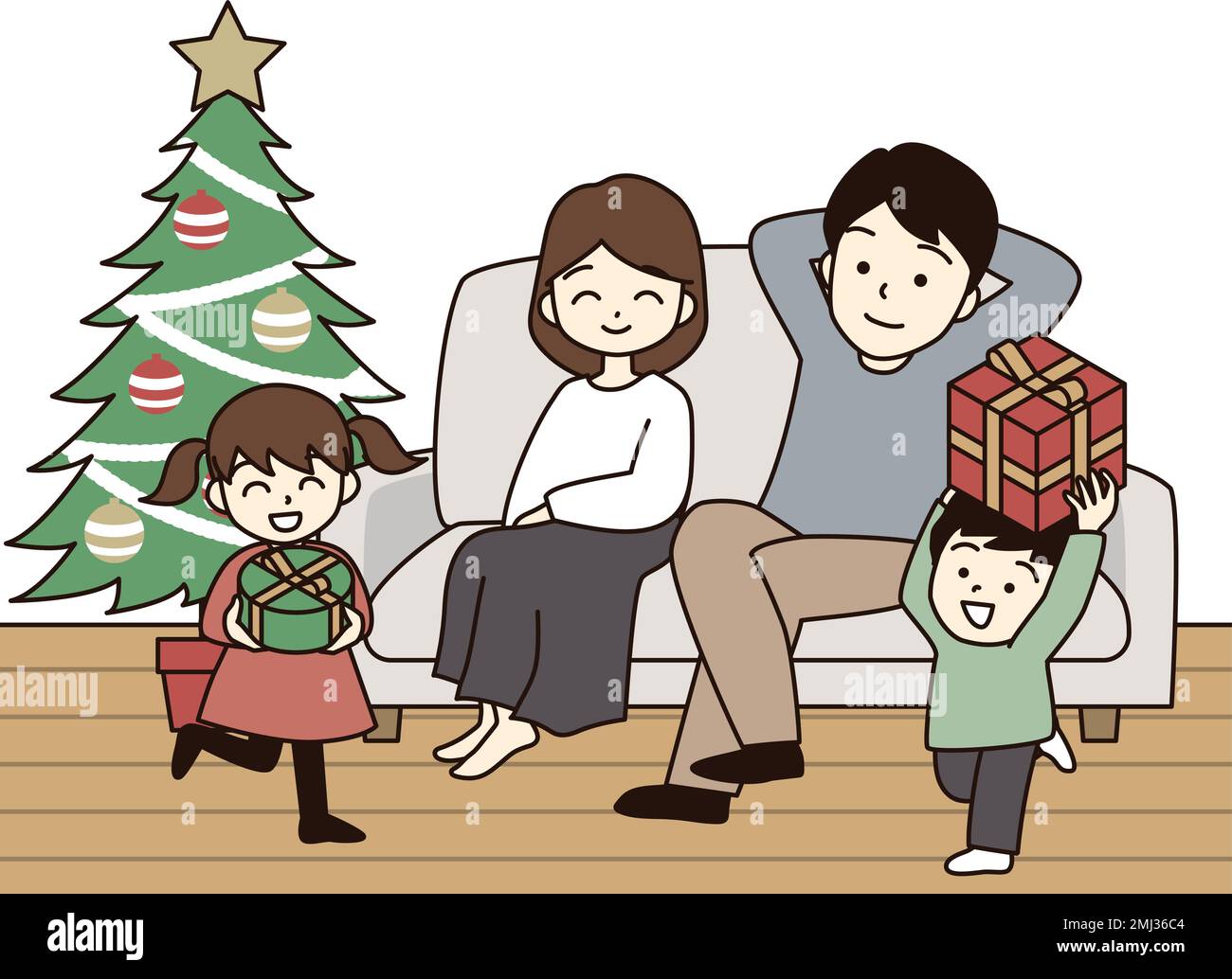 Christmas at home with family. Stock Vector