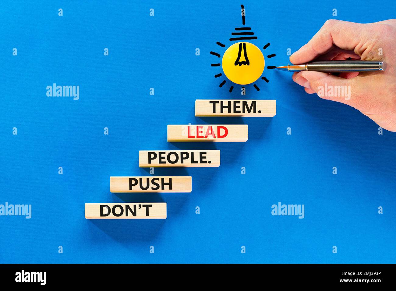 Push or lead people symbol. Concept words Do not push people lead them ...