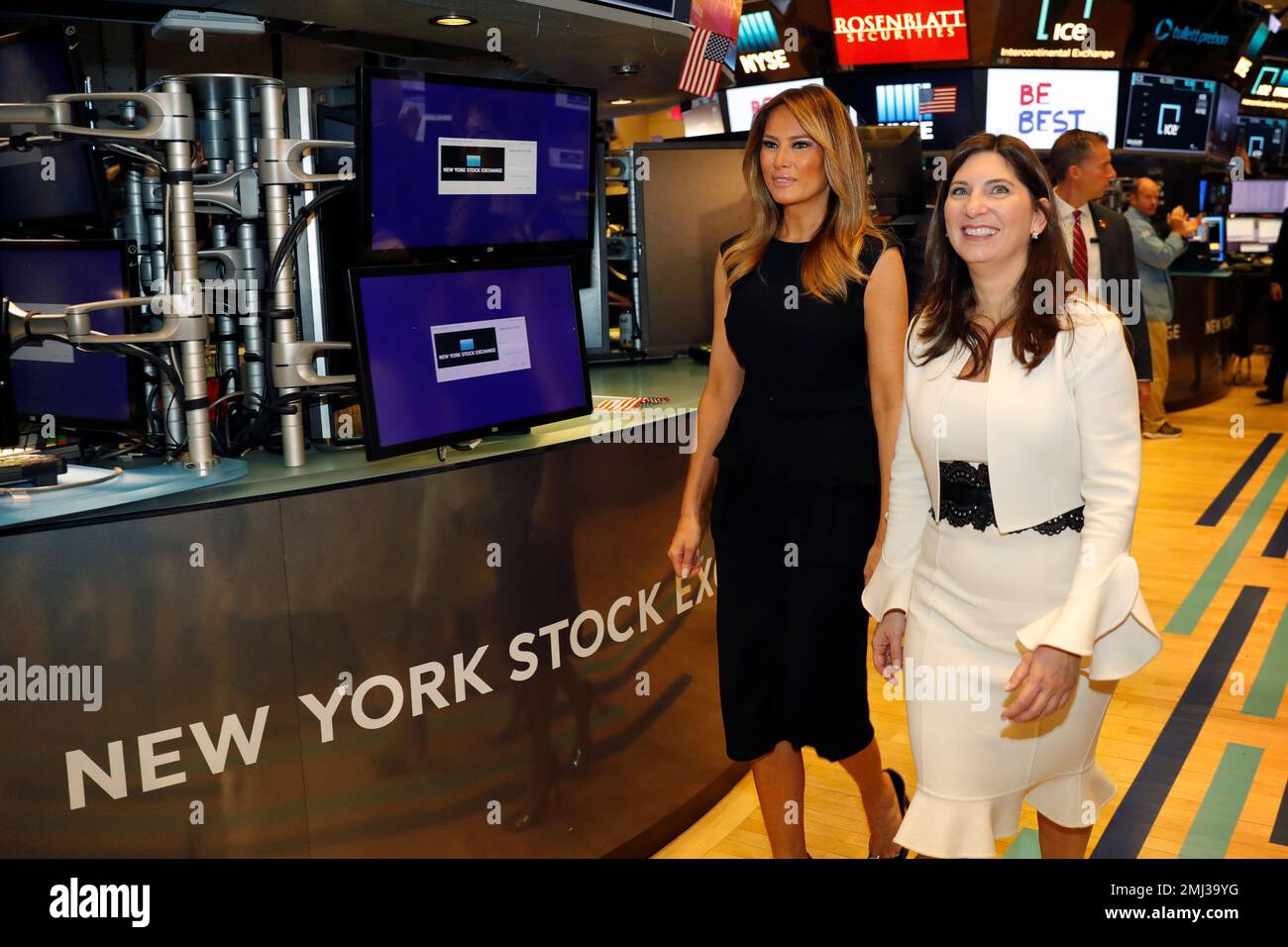 New York Stock Exchange President Stacey Cunningham, right, and first ...