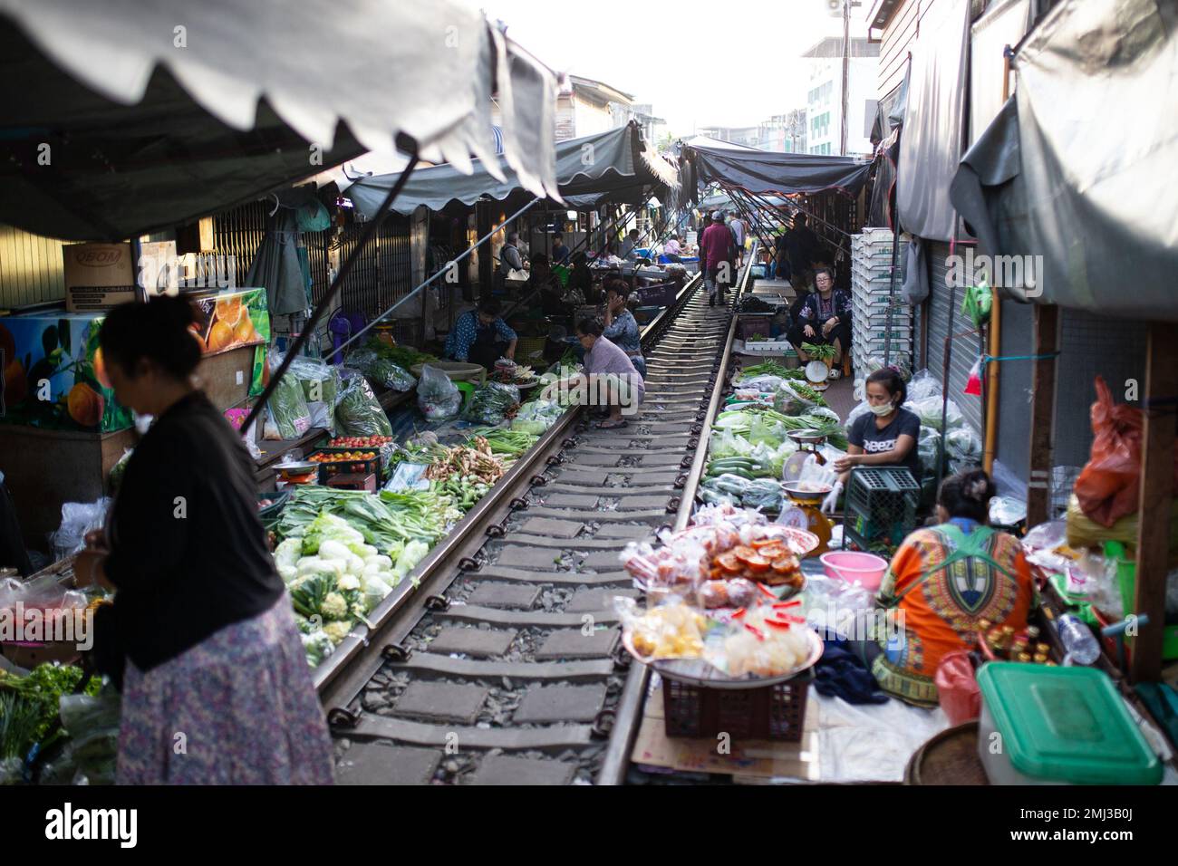 Rom Hup Market ( ตลาดร่มหุบ ) Thailand Stock Photo