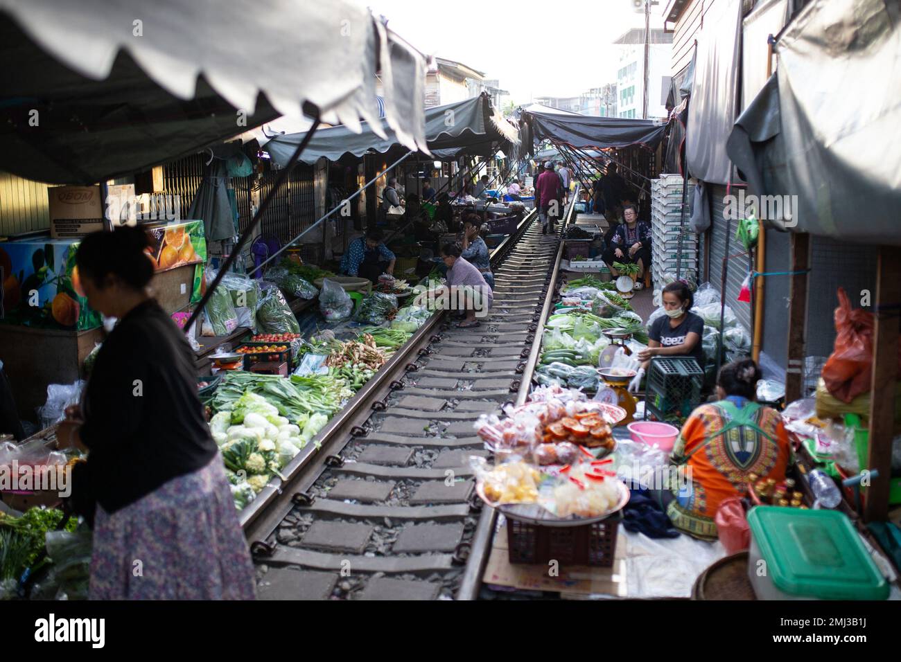 Rom Hup Market ( ตลาดร่มหุบ ) Thailand Stock Photo