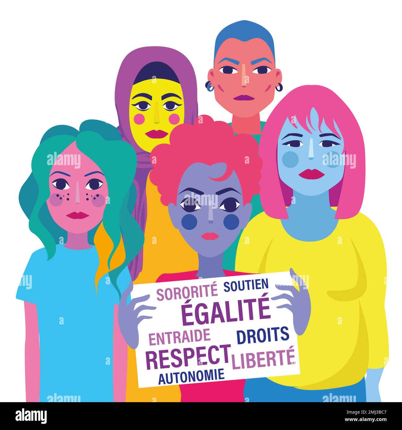 Women s rights illustration - inclusive design banner theme Stock Photo ...