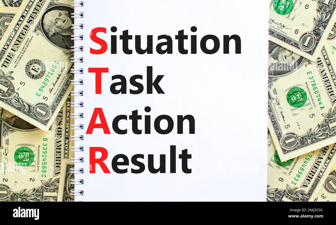 STAR situation task action result symbol. Concept words STAR situation ...