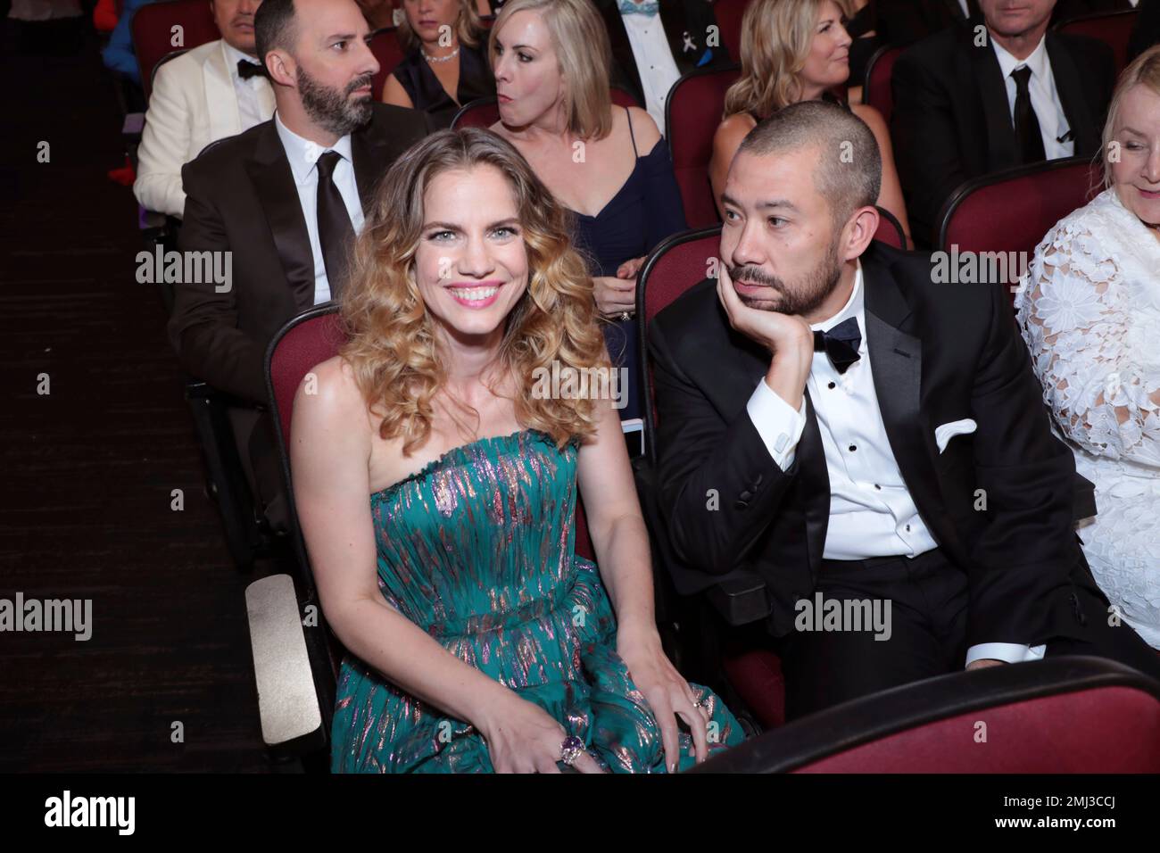 EXCLUSIVE - Anna Chlumsky, left, and Shaun So pose in the audience at