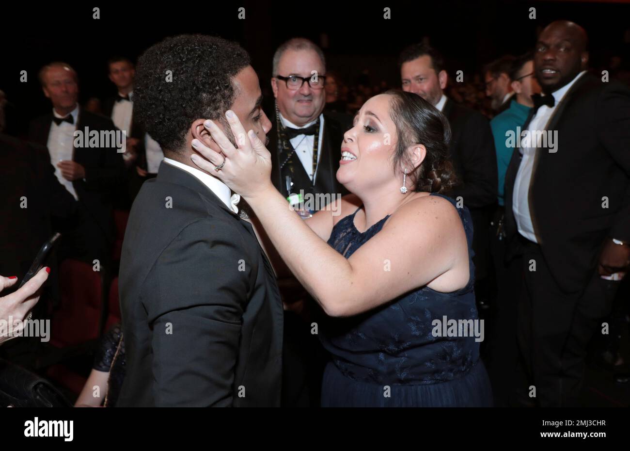 EXCLUSIVE - Jharrel Jerome, left, and Radoyka Jerome embrace in the ...