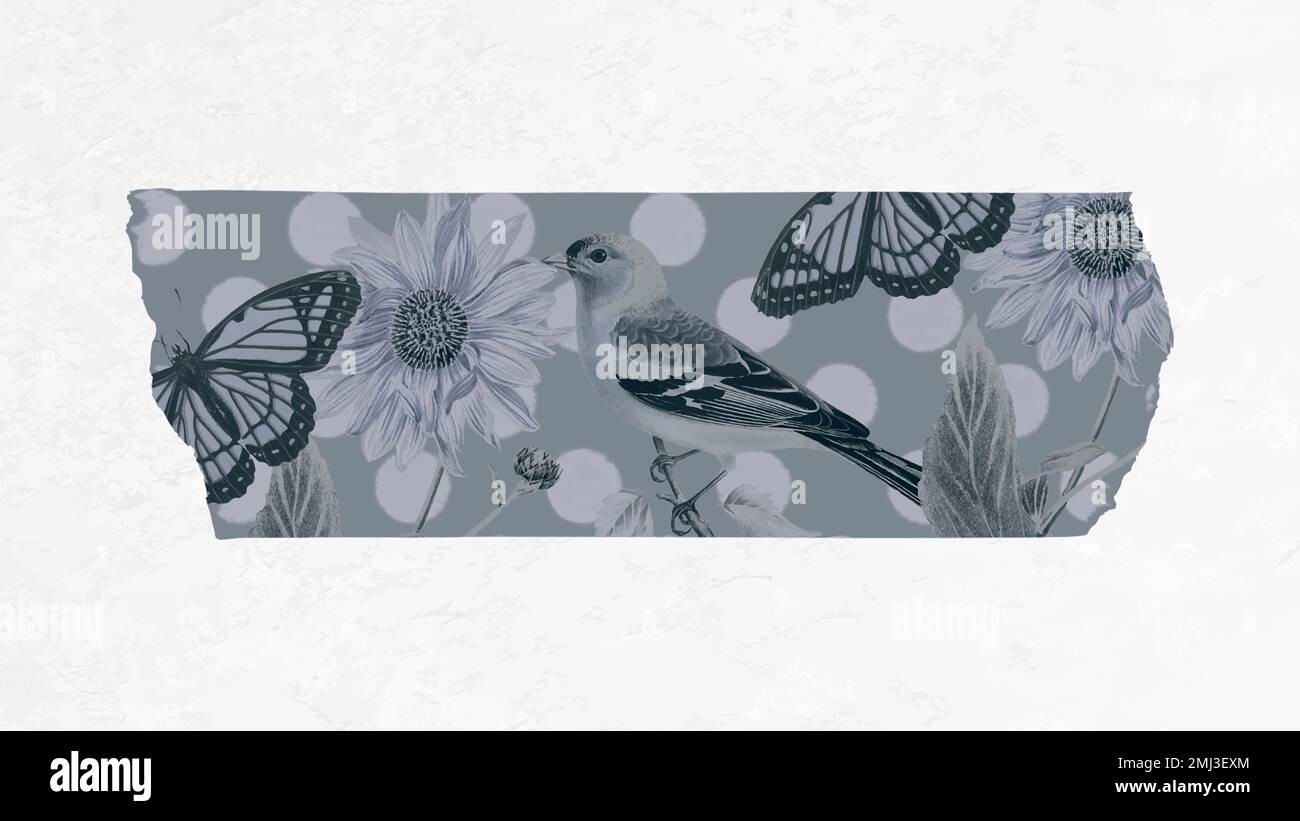 Washi tape collage vector, printable DIY bullet journal sticker Stock