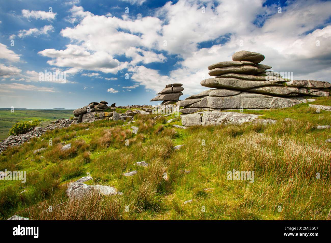 The Cheese Rings a rock outcrop on Bodmin Moor Cornwall UK June Stock ...