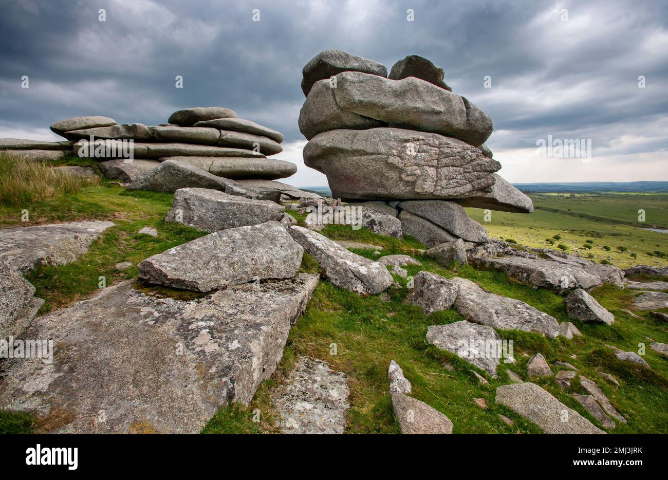 The Cheese Rings a rock outcrop on Bodmin Moor Cornwall UK June Stock ...