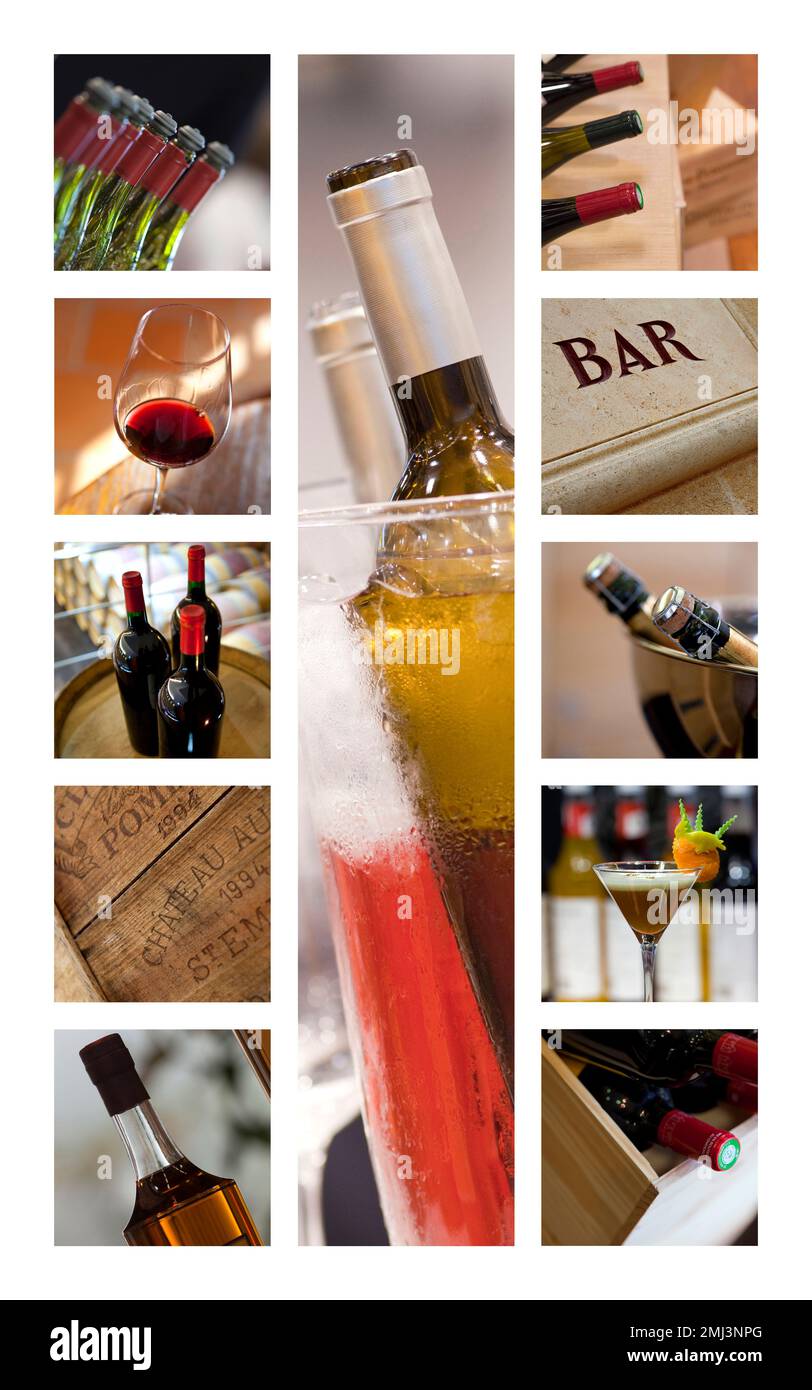 Collage of tasting wine in wineries and cellars Stock Photo - Alamy