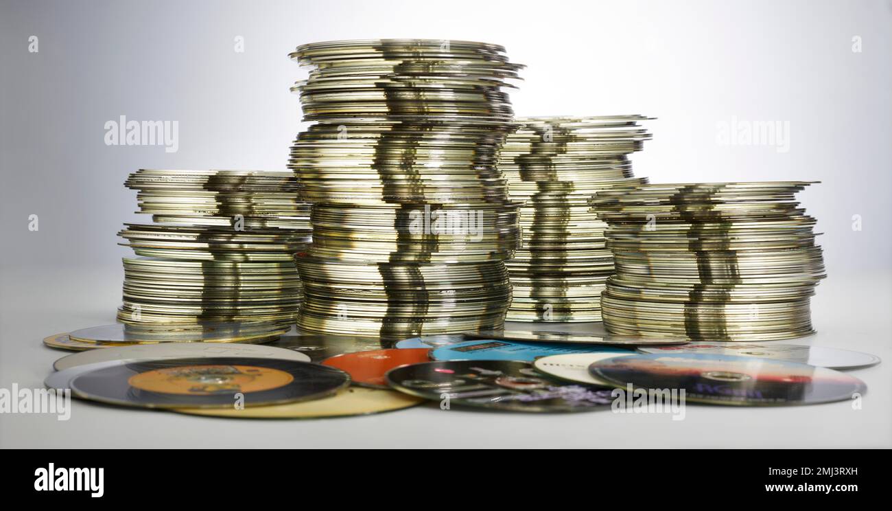 Discarded DVDs and CDs, disposal Stock Photo Alamy