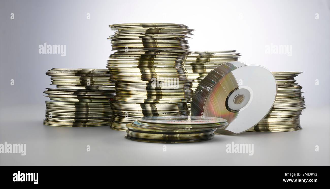 Discarded DVDs and CDs, disposal Stock Photo Alamy