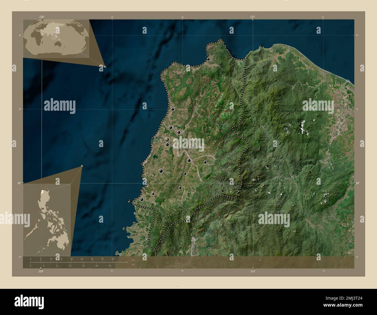 Ilocos Norte, province of Philippines. High resolution satellite map