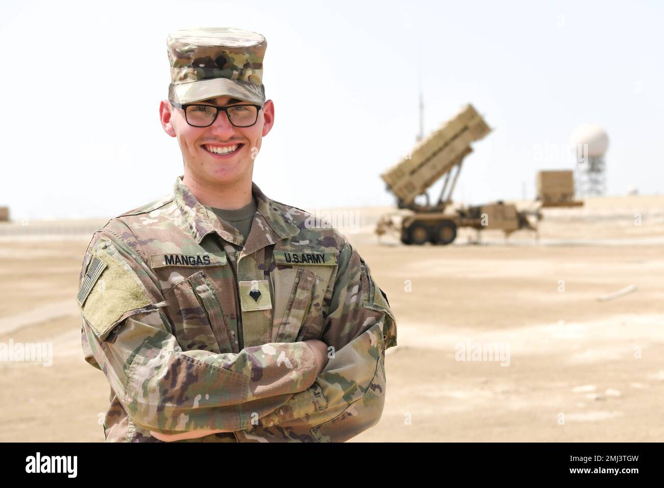 Spc. Noah Mangas, an air defense enhanced early warning system operator