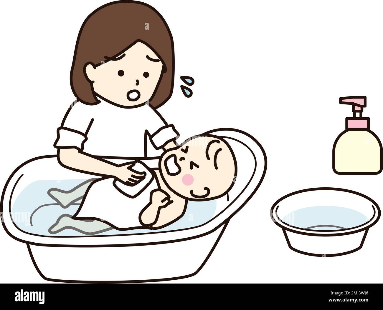 old-woman-bathing-child-stock-vector-images-alamy