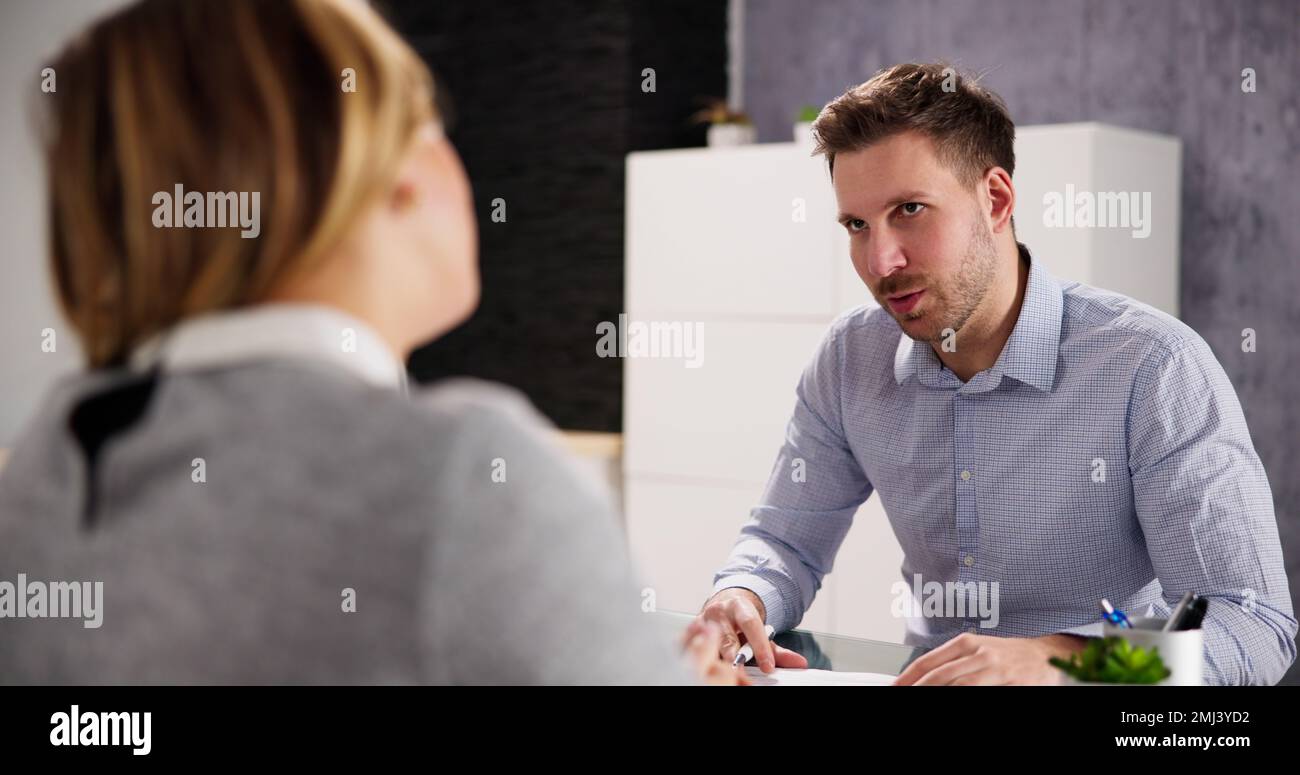 Two People Interview Meeting In Office. Hire Employee Stock Photo - Alamy