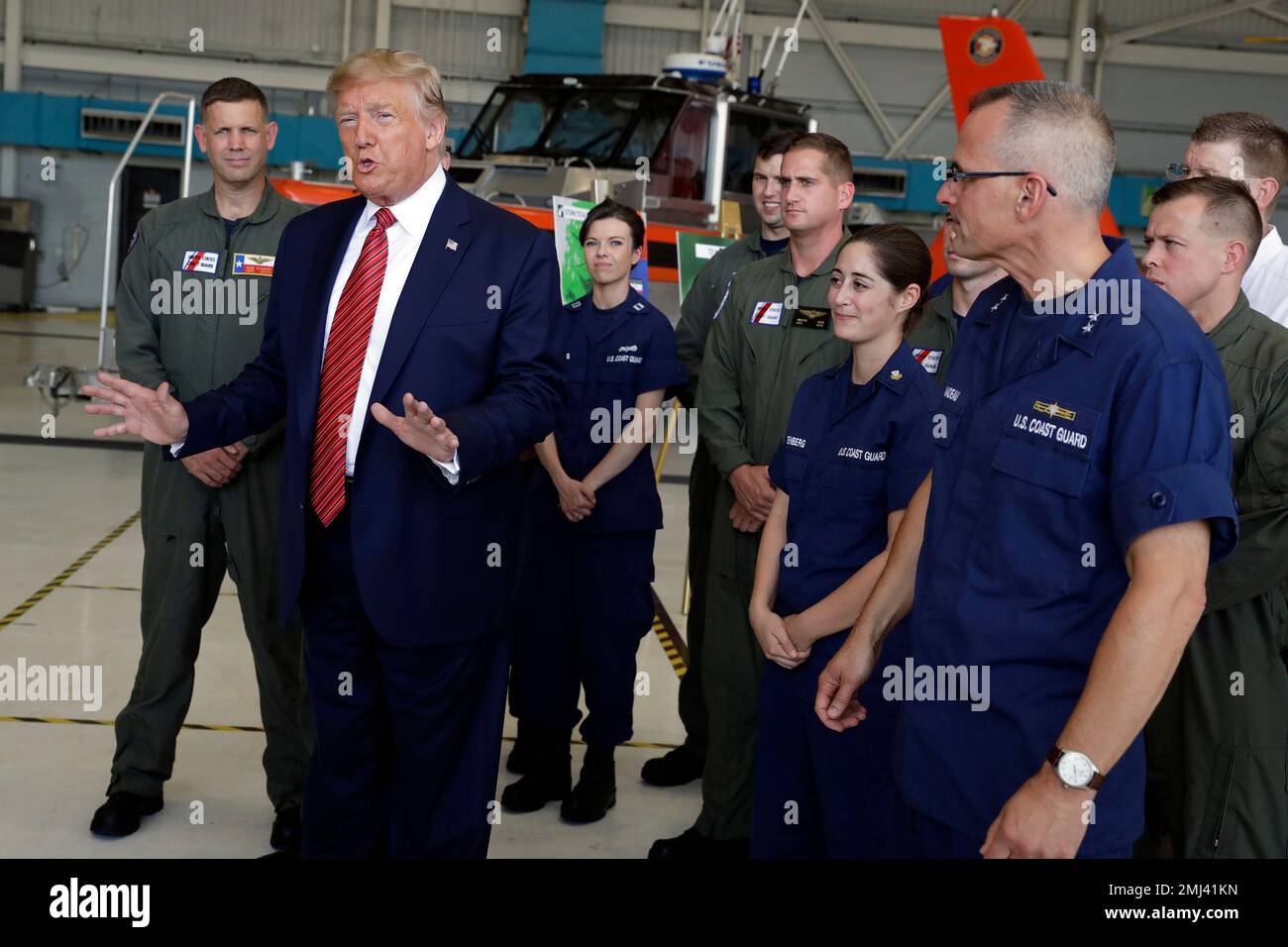 President Donald Trump speaks about recent flooding and rainfall in