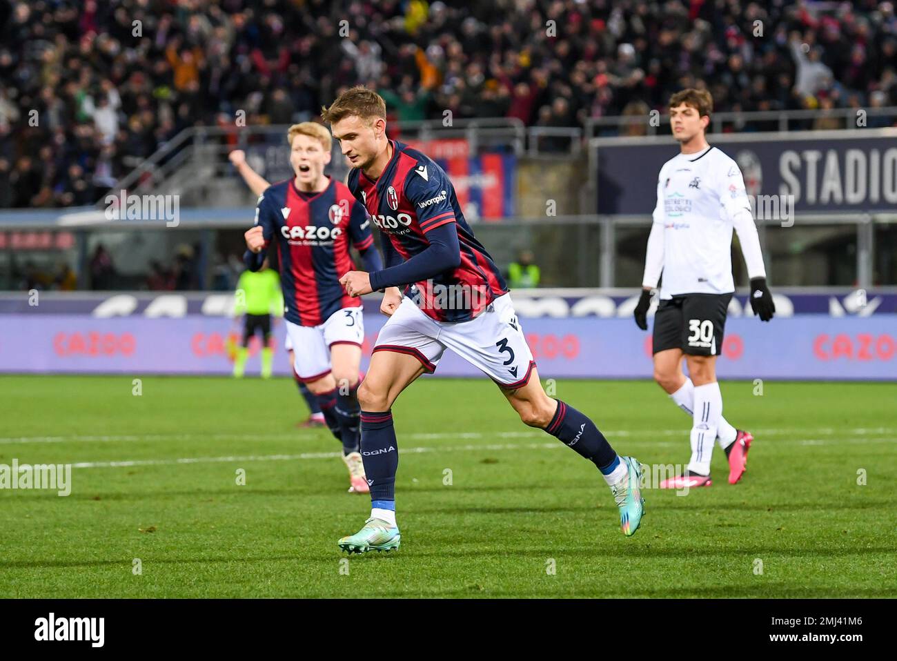 Bologna, Italy. 27th Jan, 2023. Bologna's Matteo Angeli celebrates
