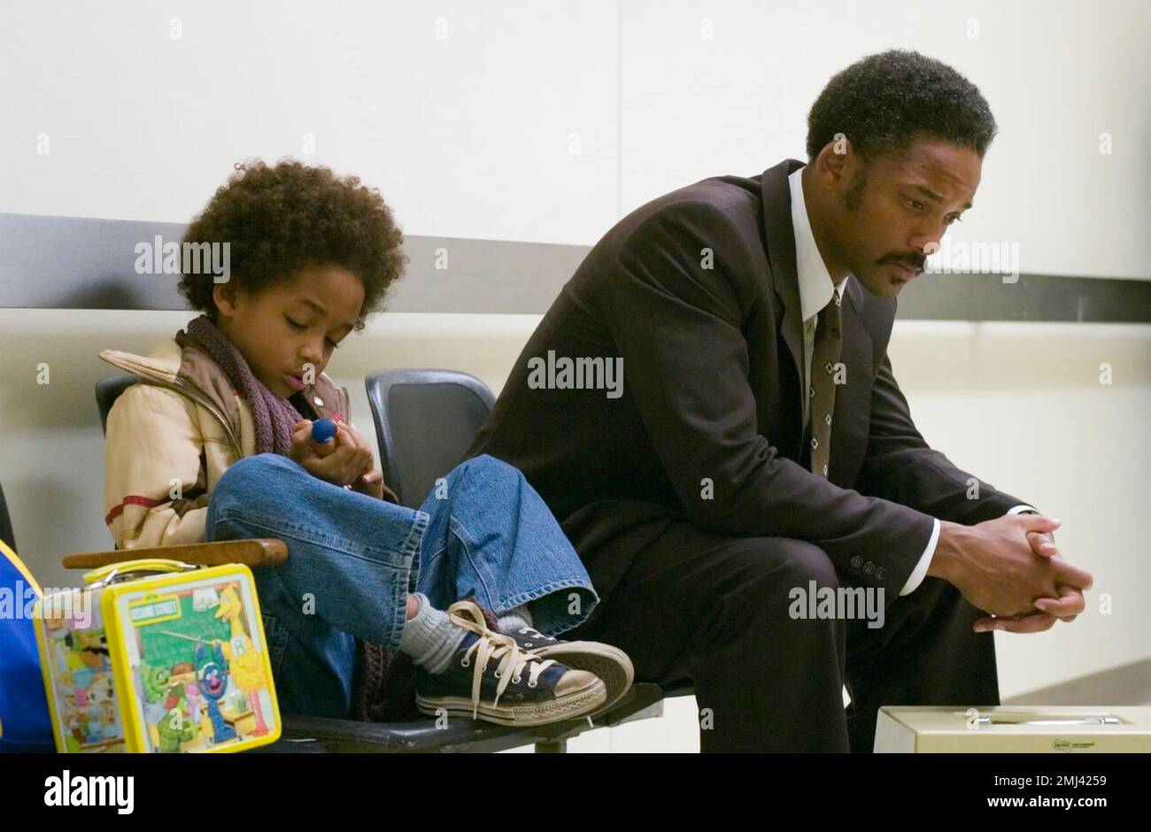 THE PURSUIT OF HAPPYNESS 2006 Sony Pictures Releasing film with Will Smith at right and  Jaden Smith. NB this is the correct spelling of the title. Stock Photo