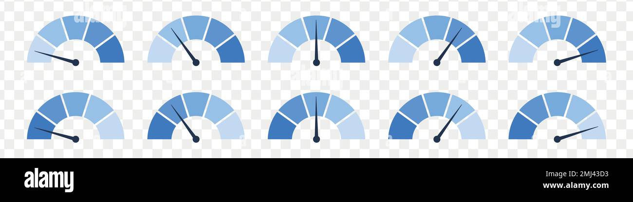 Blue scale meter with low, high and medium bar. Level risk graph or ...