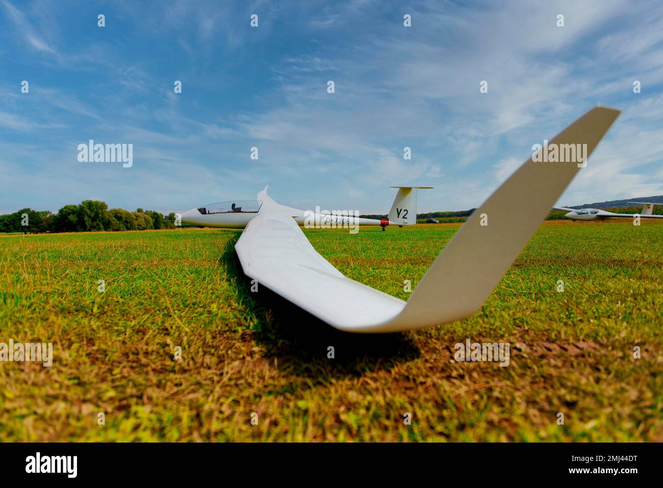 Glider on a runway Stock Photo