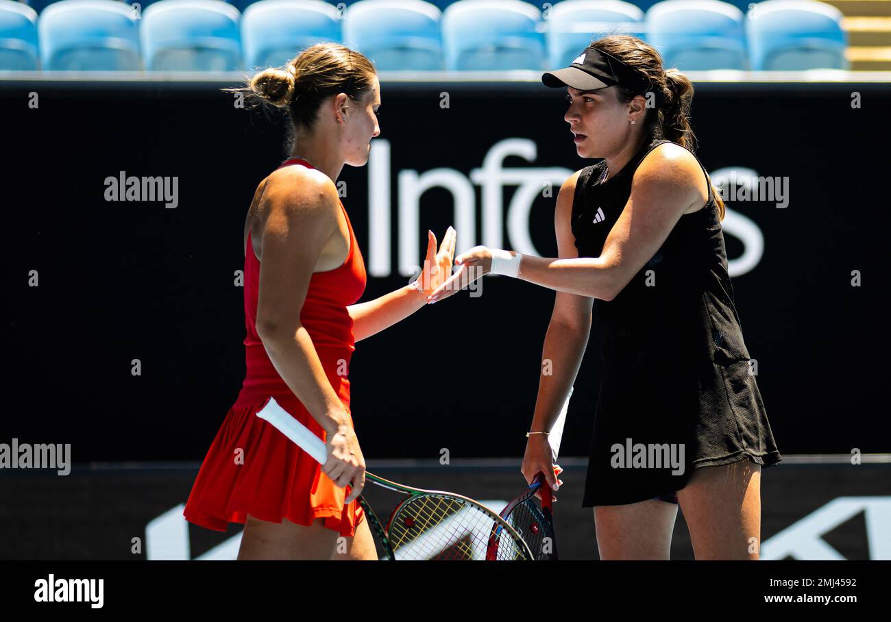 Elena Gabriela Ruse of Romania & Marta Kostyuk of Ukraine in action