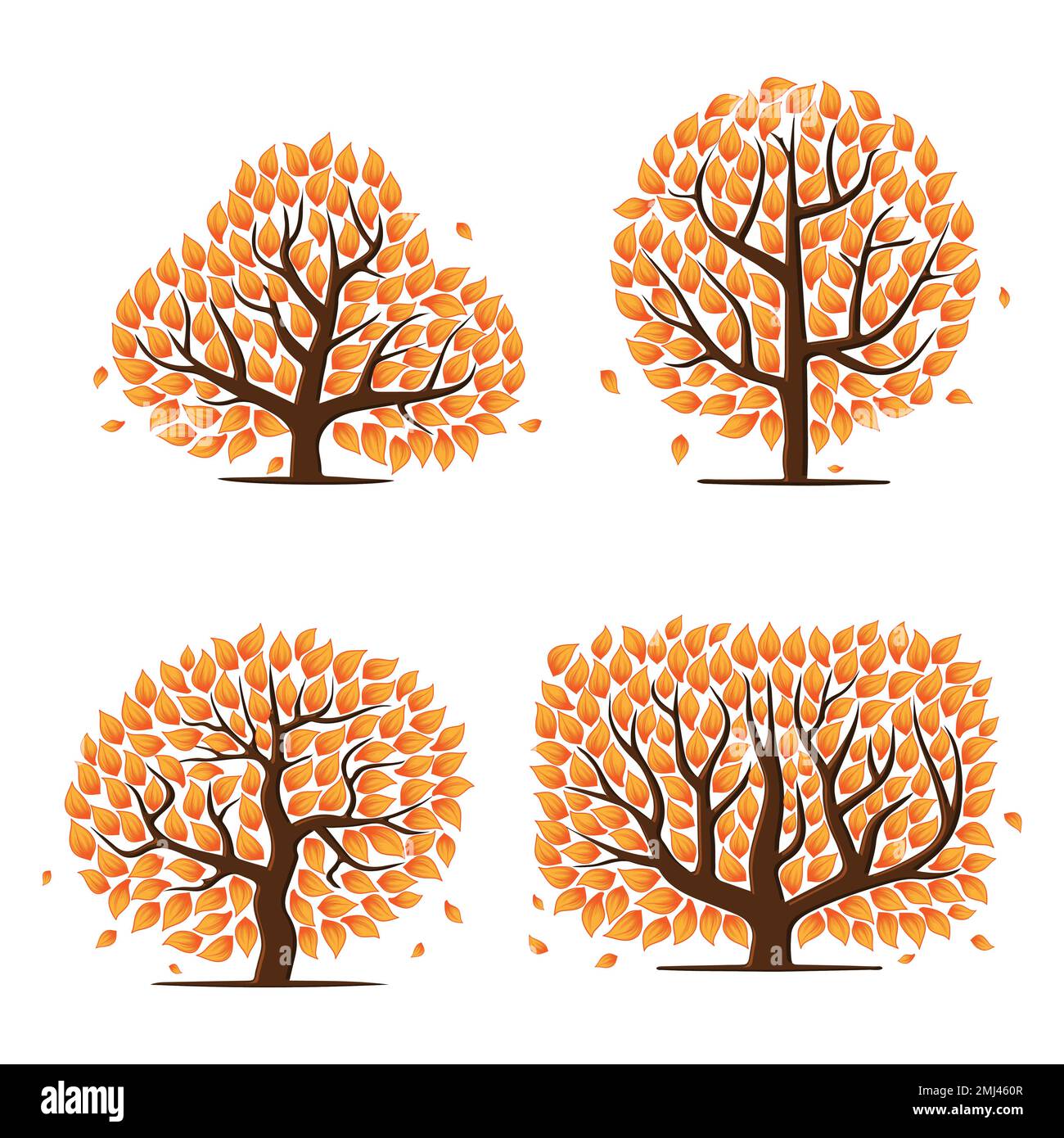 Abstract Orange Leaves Tree Silhouettes Set Stock Vector Image & Art 