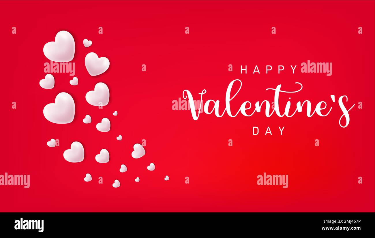 3d White Hearts On Red Background Stock Vector Image & Art - Alamy