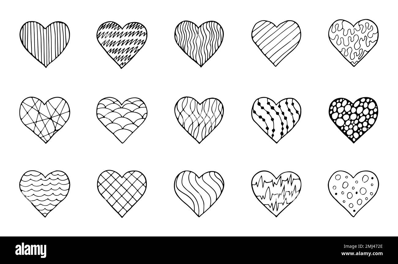 Set of doodle hand drawn abstract hearts Stock Vector Image & Art - Alamy