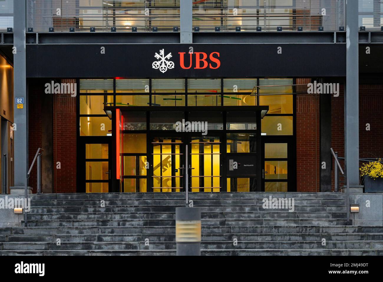 Entrance UBS Bank office building Stock Photo