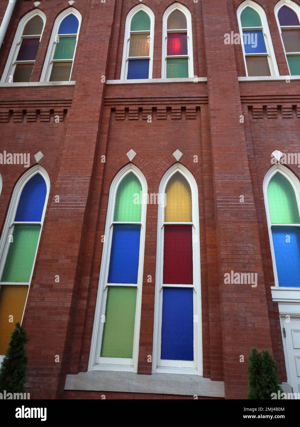 Stained glass windowsexterior of Ryman Auditorium Stock Photo Alamy